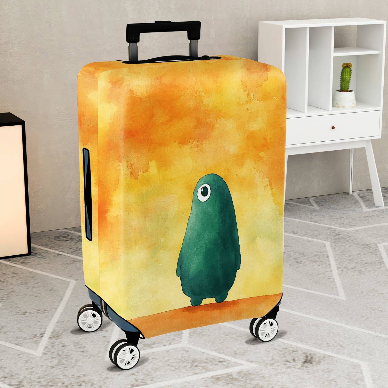 1-Piece Abstract  Green  Yellow Background Artistic Quirky  Suitcase Luggage Cover, Stretch Protective Sleeve