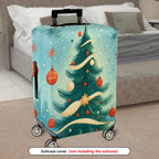 1-Piece Christmas Tree Ornament Snowflake Ribbon Holiday  Suitcase Luggage Cover, Stretch Protective Sleeve