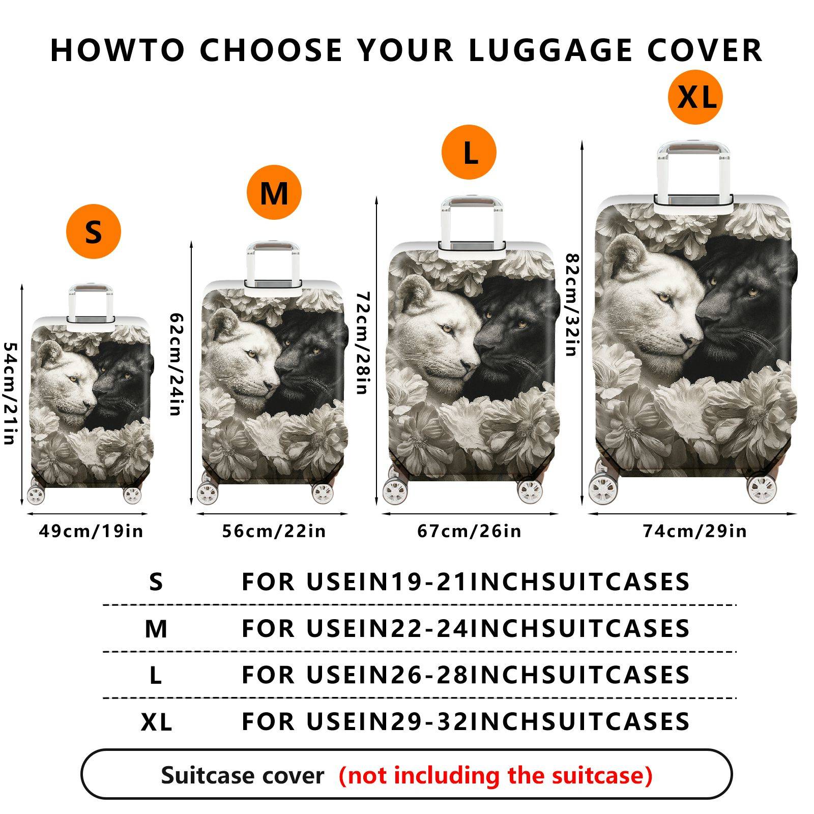 1-Piece Animal Floral Artistic Decorative Elegant Stylish  Suitcase Luggage Cover, Stretch Protective Sleeve