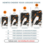 1-Piece Penguin Black White Orange Geometric Modern Travel  Suitcase Luggage Cover, Stretch Protective Sleeve