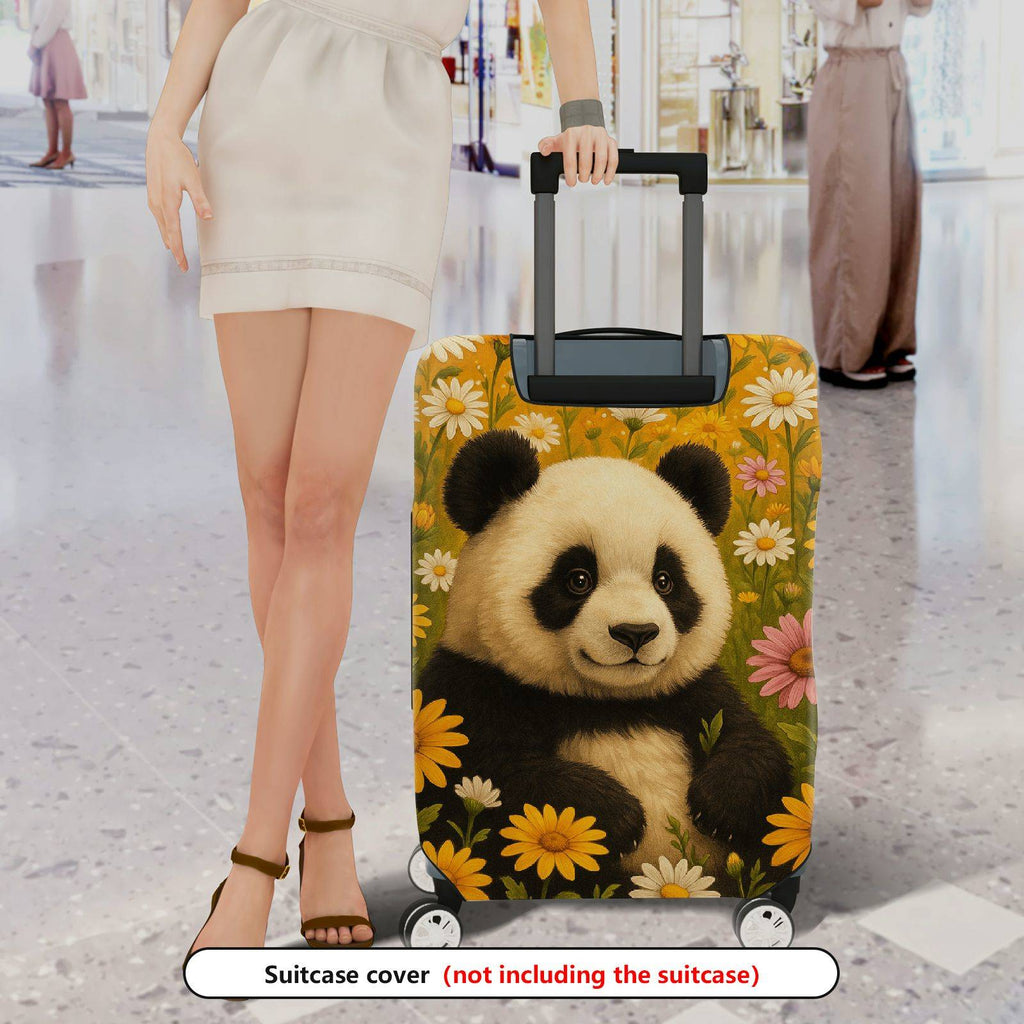 1-Piece Cute Panda Floral Nature Colorful Animal Fun  Suitcase Luggage Cover, Stretch Protective Sleeve