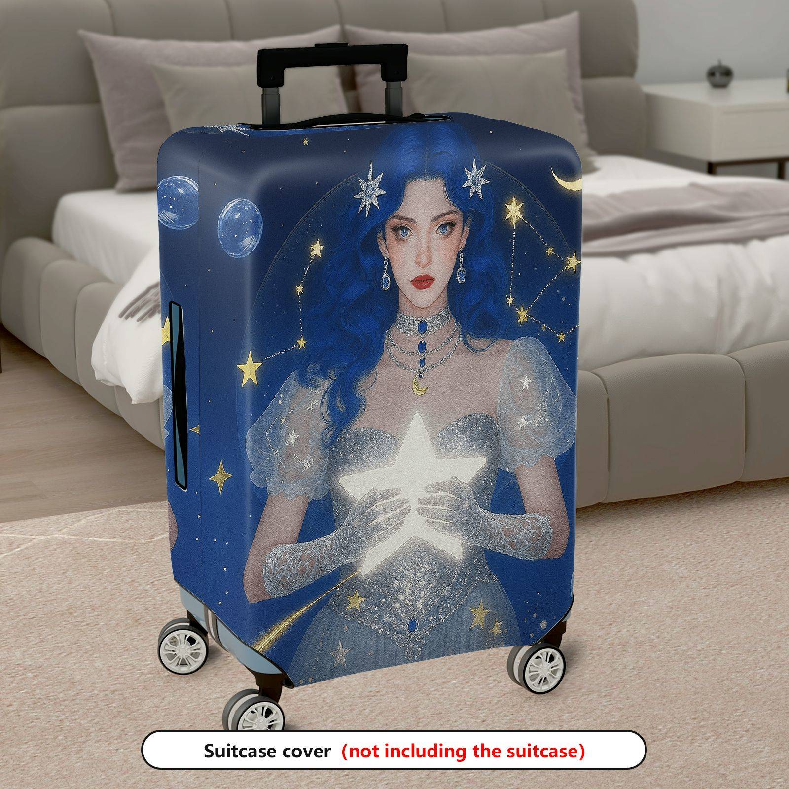 1-Piece Cosmic Starry Night Fantasy Enchanting Mystical Star  Suitcase Luggage Cover, Stretch Protective Sleeve