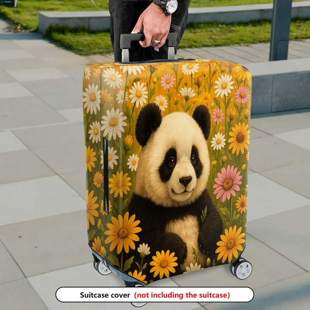 1-Piece Cute Panda Floral Nature Colorful Animal Fun  Suitcase Luggage Cover, Stretch Protective Sleeve
