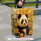 1-Piece Cute Panda Floral Nature Colorful Animal Fun  Suitcase Luggage Cover, Stretch Protective Sleeve