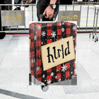 1-Piece Plaid Snowflake Rustic Winter Holiday Christmas  Suitcase Luggage Cover, Stretch Protective Sleeve