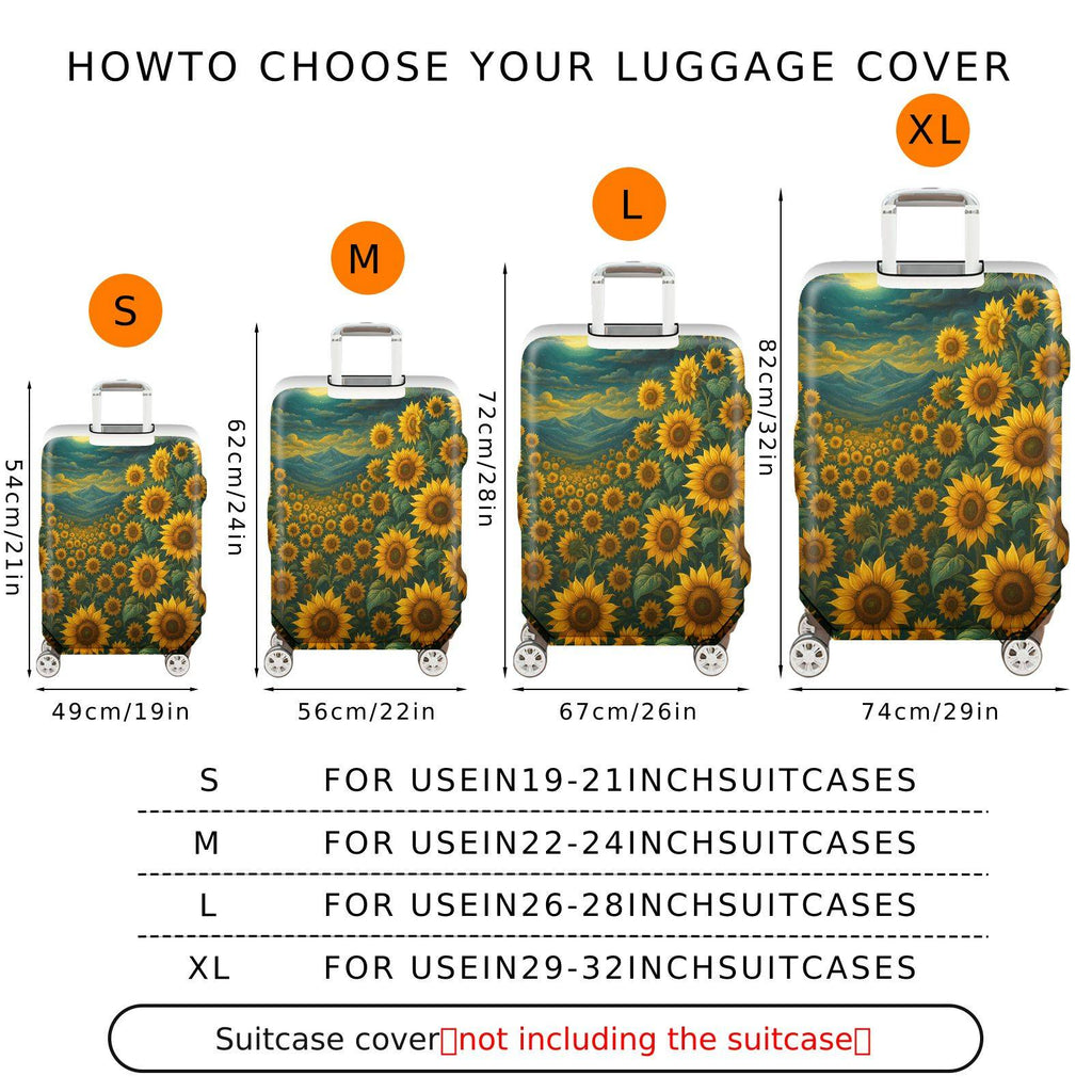 1-Piece Sunflower Night Mountain Landscape Luggage  Suitcase Luggage Cover, Stretch Protective Sleeve