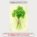 1-Piece Clover Green Floral Ribbon Luck Retro Holiday  Suitcase Luggage Cover, Stretch Protective Sleeve