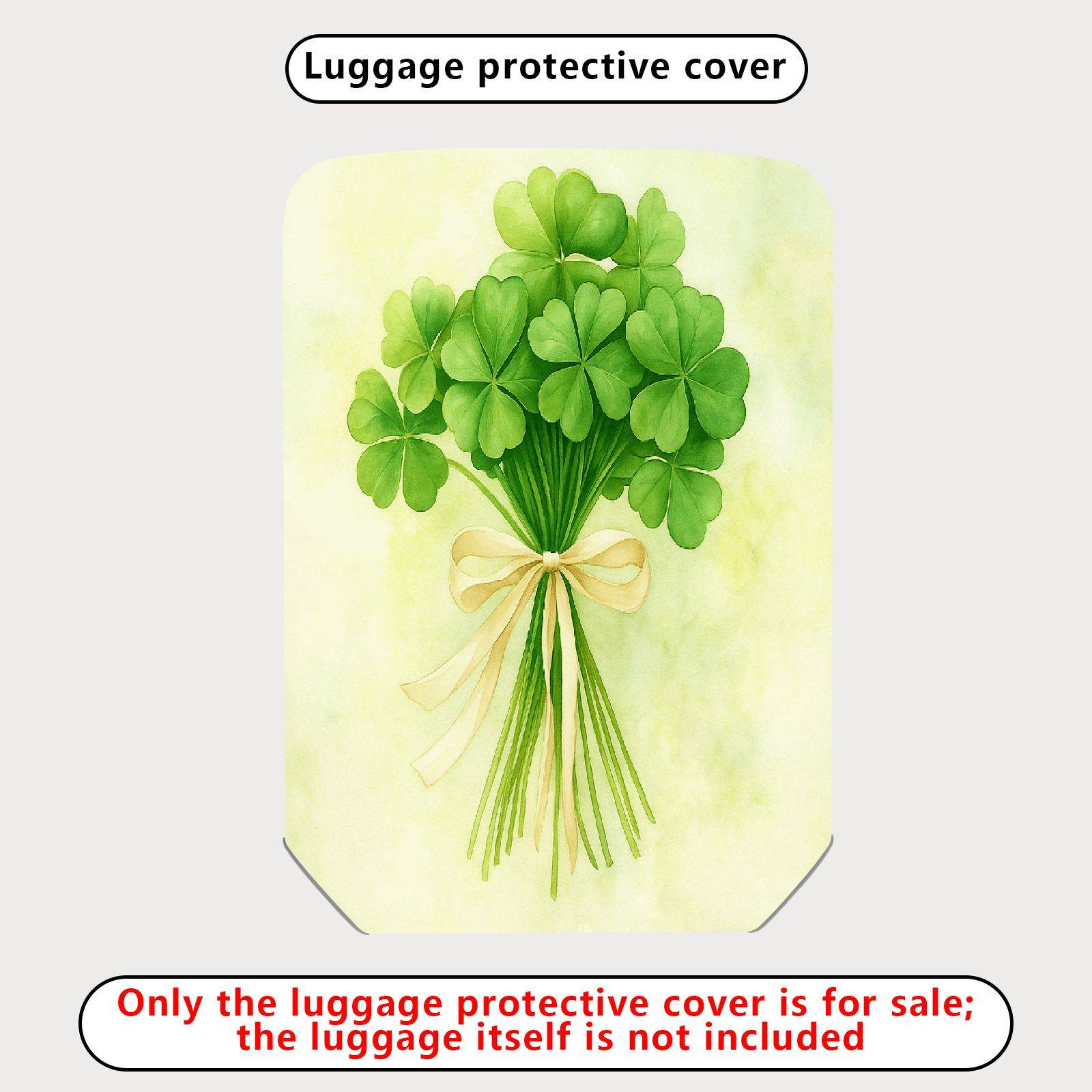 1-Piece Clover Green Floral Ribbon Luck Retro Holiday  Suitcase Luggage Cover, Stretch Protective Sleeve