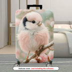 1-Piece Cute Bird Pink Floral Spring Winter Nature  Suitcase Luggage Cover, Stretch Protective Sleeve