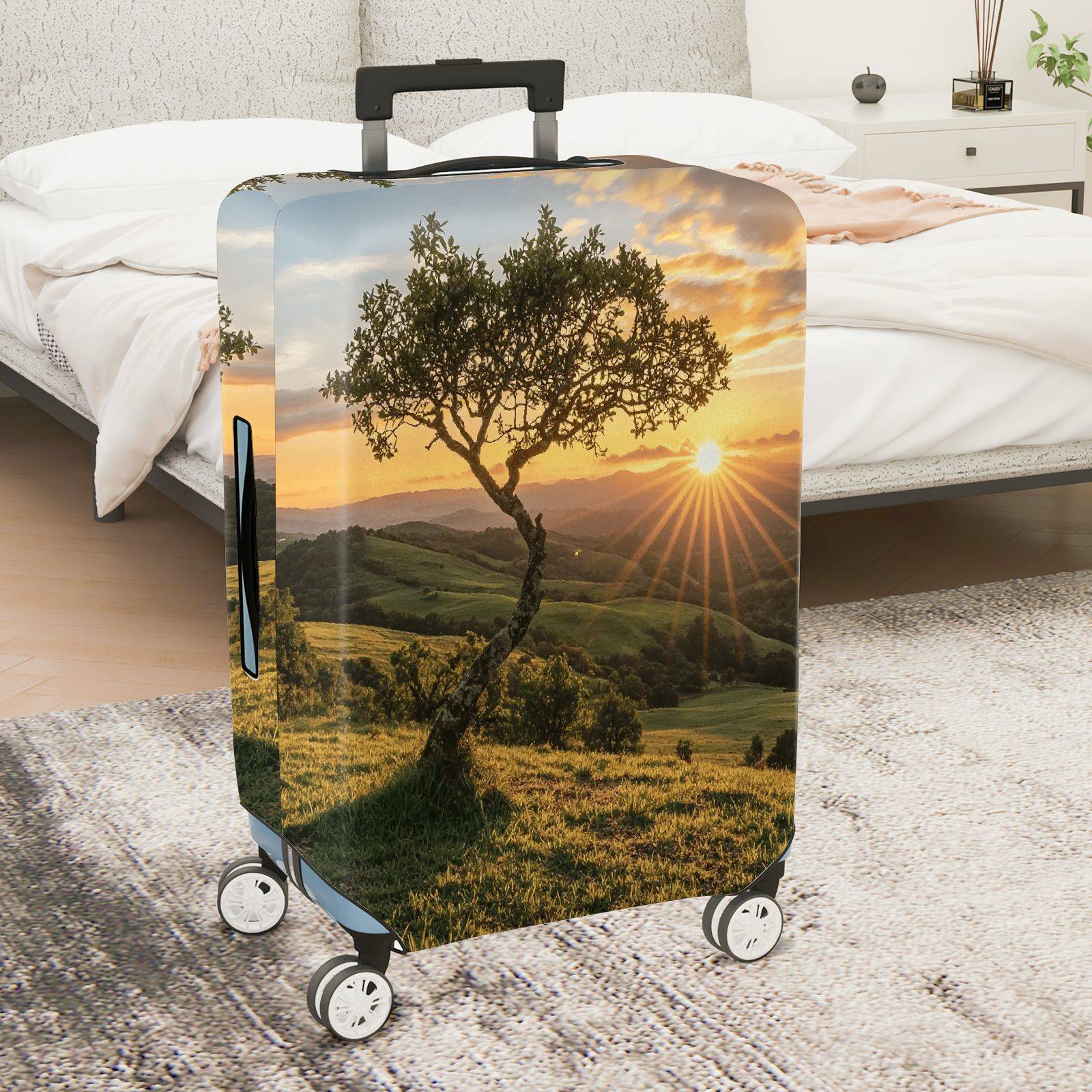1-Piece Nature Sunset Tree Landscape Scenic Outdoor Travel  Suitcase Luggage Cover, Stretch Protective Sleeve