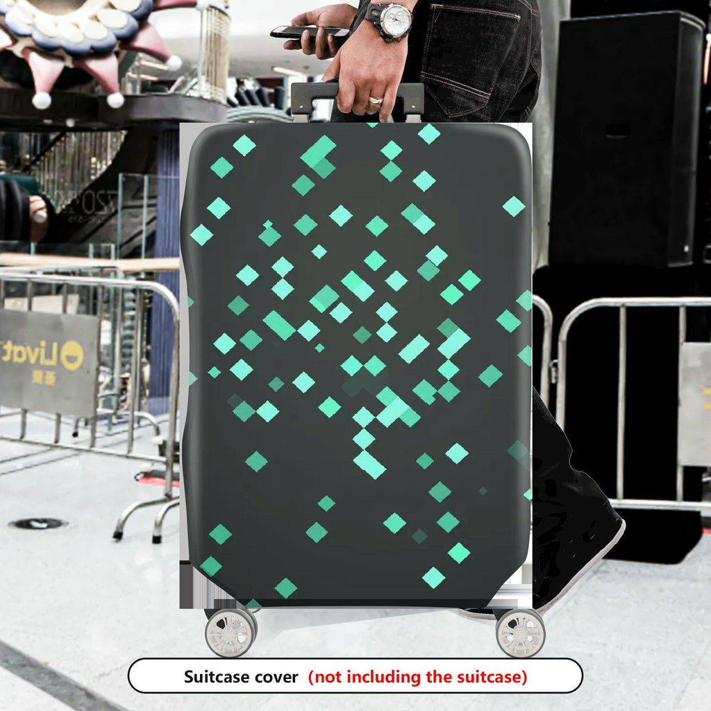 1-Piece Green Geometric Pattern Modern Stylish Chic Travel  Suitcase Luggage Cover, Stretch Protective Sleeve