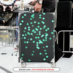 1-Piece Green Geometric Pattern Modern Stylish Chic Travel  Suitcase Luggage Cover, Stretch Protective Sleeve