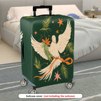1-Piece Green Bird Star Floral Ribbon Leaf  Suitcase Luggage Cover, Stretch Protective Sleeve