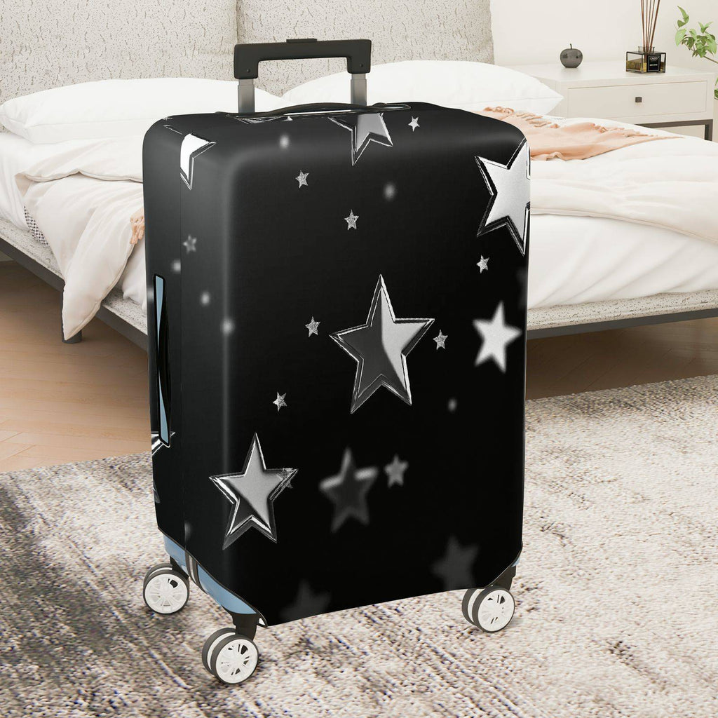 1-Piece Starry Night Black Silver Cosmic Shiny Celestial Astral  Suitcase Luggage Cover, Stretch Protective Sleeve