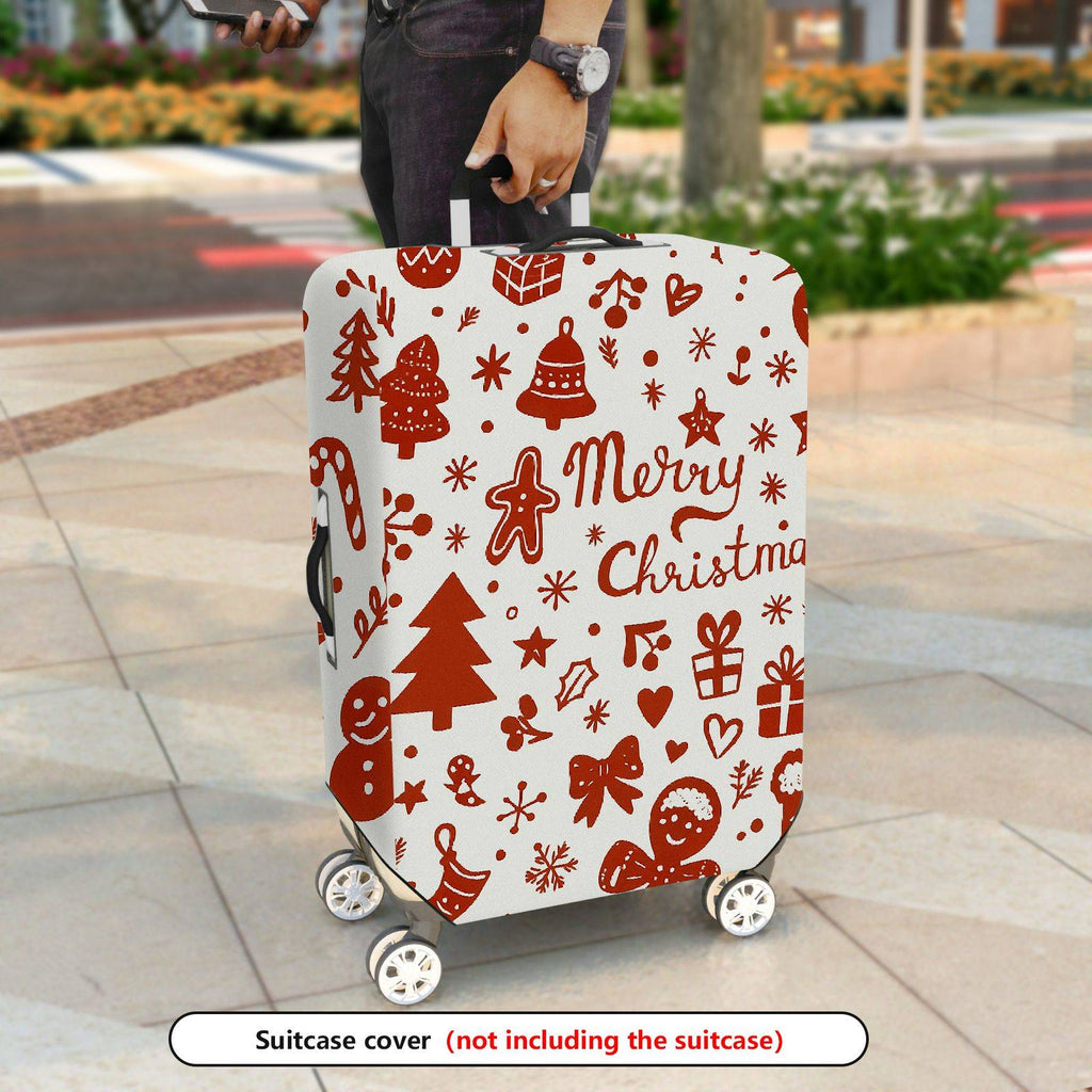 1-Piece Christmas Festive Holiday Merry Gingerbread Snowman  Suitcase Luggage Cover, Stretch Protective Sleeve