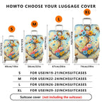 1-Piece Anchor Floral Ocean Bee Clouds Colorful  Suitcase Luggage Cover, Stretch Protective Sleeve