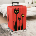 1-Piece Black Cat Red Abstract Artistic Stylish Cute  Suitcase Luggage Cover, Stretch Protective Sleeve