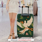 1-Piece Green Bird Star Floral Ribbon Leaf  Suitcase Luggage Cover, Stretch Protective Sleeve
