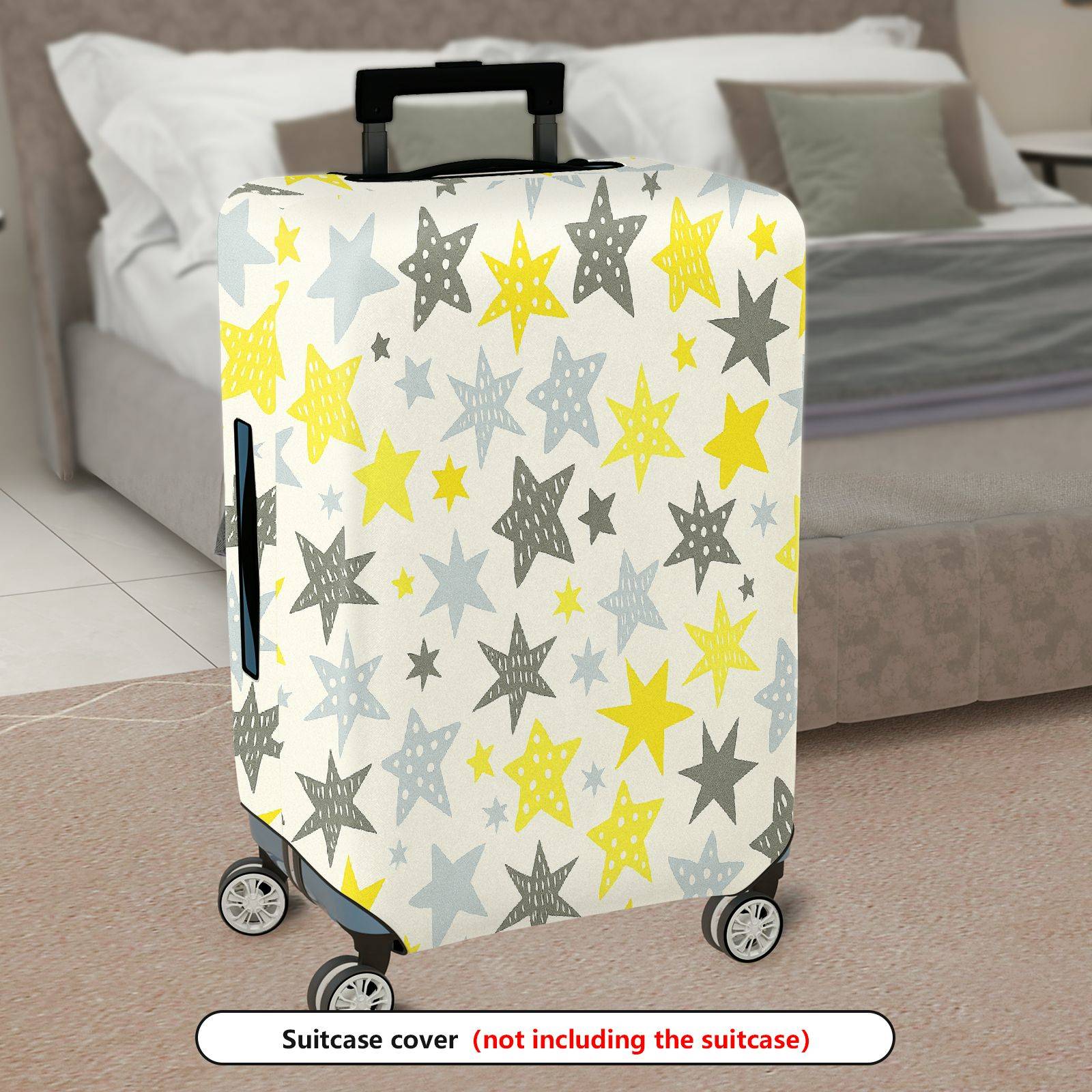 1-Piece Starry Yellow Grey White Astral Celestial Cosmic  Suitcase Luggage Cover, Stretch Protective Sleeve