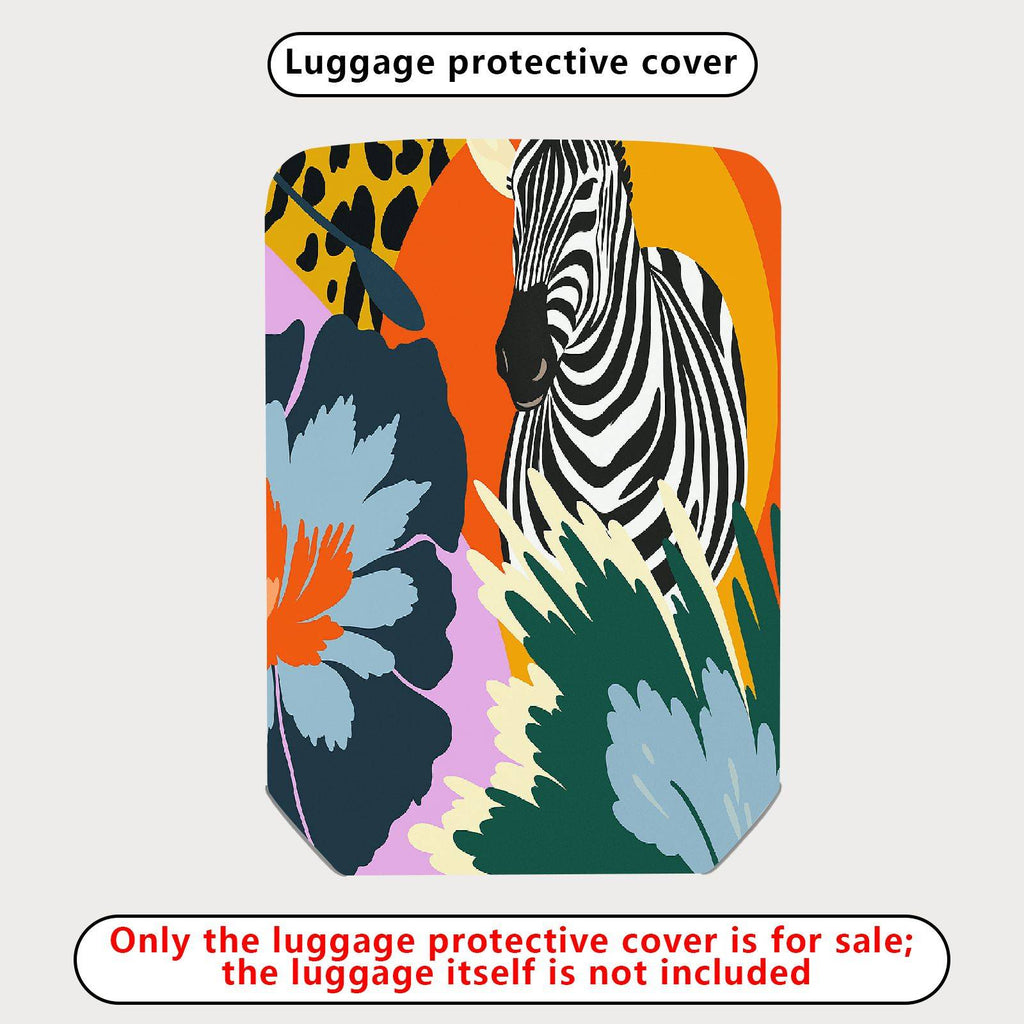 1-Piece Zebra Floral Animal Colorful Jungle  Suitcase Luggage Cover, Stretch Protective Sleeve
