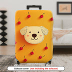 1-Piece Dog Cherry Orange Cute  Fun  Suitcase Luggage Cover, Stretch Protective Sleeve