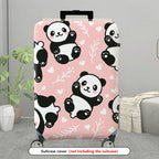 1-Piece Pink Cute Panda Heart Floral Pattern  Suitcase Luggage Cover, Stretch Protective Sleeve
