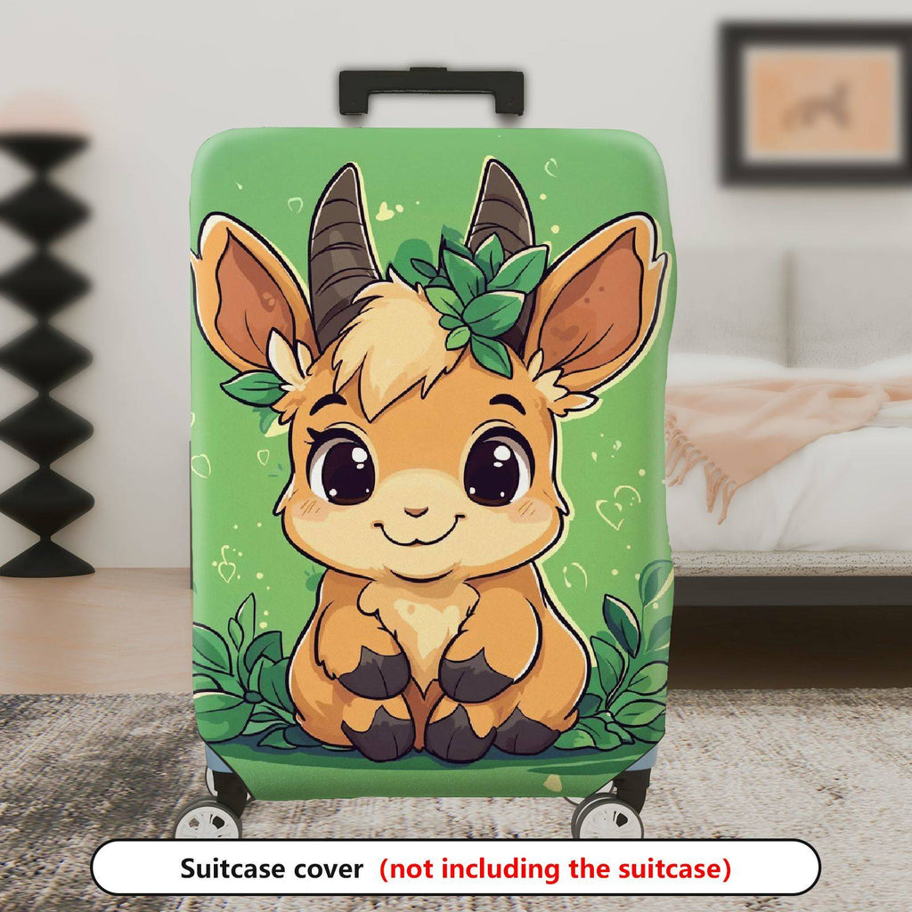 1-Piece Cute  Animal Goat Green Nature Playful Pattern  Suitcase Luggage Cover, Stretch Protective Sleeve