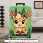 1-Piece Cute  Animal Goat Green Nature Playful Pattern  Suitcase Luggage Cover, Stretch Protective Sleeve