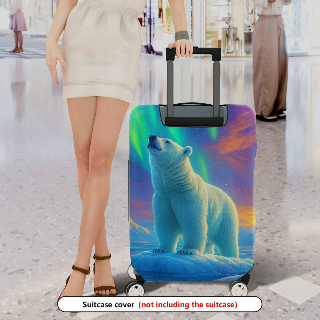 1-Piece Polar Bear Aurora Landscape Nature Wildlife  Suitcase Luggage Cover, Stretch Protective Sleeve