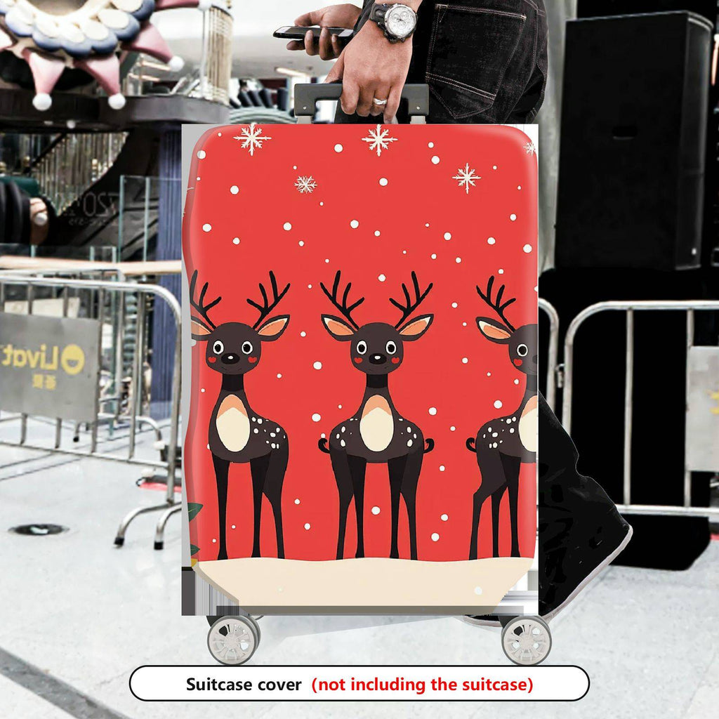 1-Piece Reindeer Snowflake Winter Red Cute Holiday  Suitcase Luggage Cover, Stretch Protective Sleeve