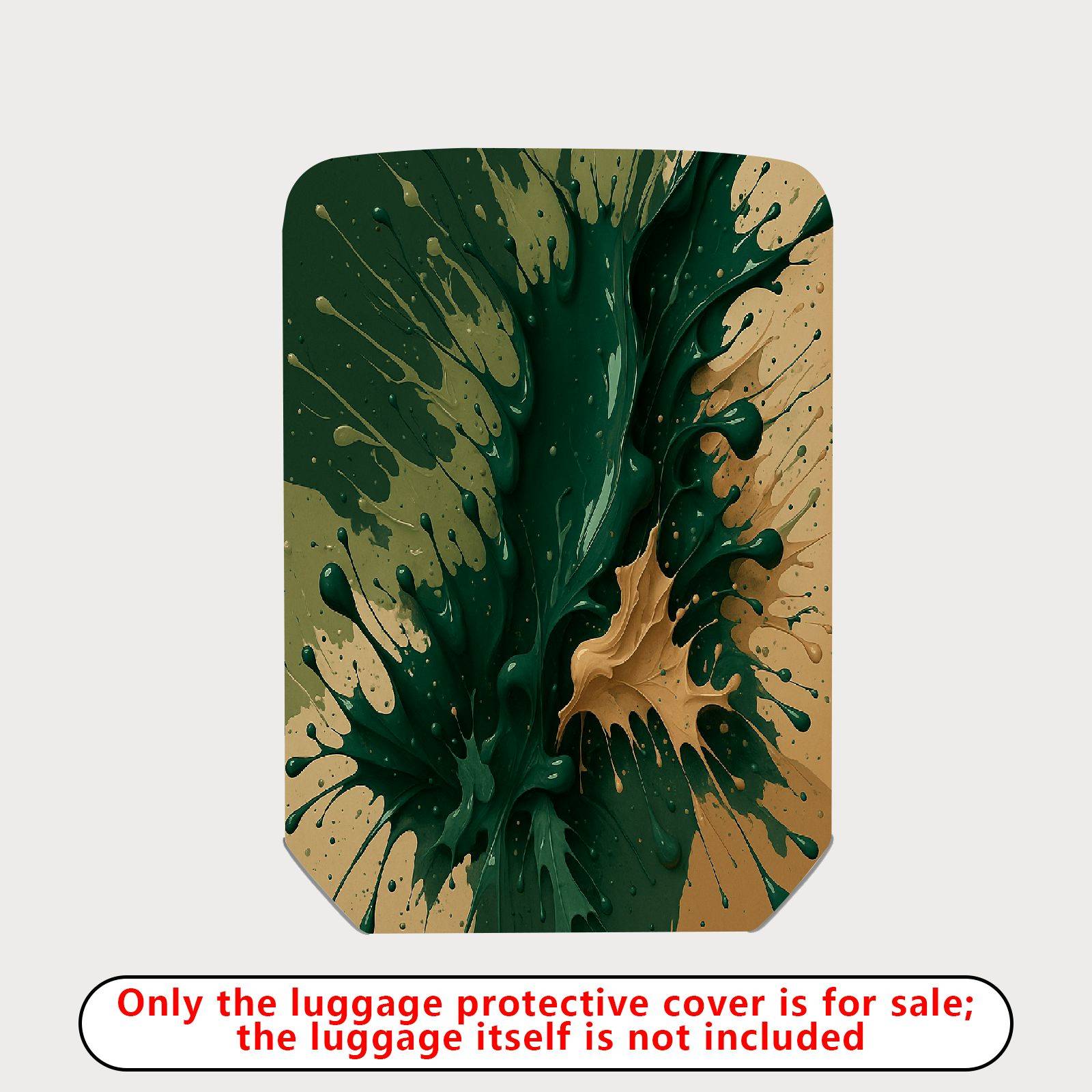 1-Piece Abstract Splatter Green Brown Artistic Dynamic  Suitcase Luggage Cover, Stretch Protective Sleeve