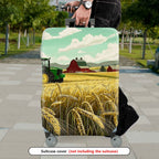 1-Piece Farm Tractor Wheat Field Barn Landscape  Suitcase Luggage Cover, Stretch Protective Sleeve