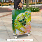 1-Piece Green Spider Floral Nature Animal Travel  Suitcase Luggage Cover, Stretch Protective Sleeve