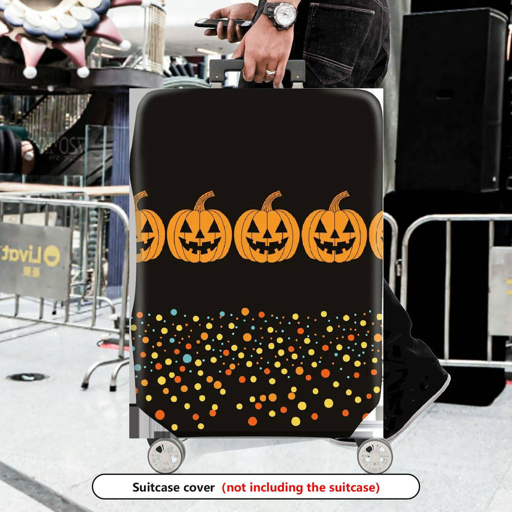 1-Piece Halloween Pumpkin Spooky Festive Party Holiday  Suitcase Luggage Cover, Stretch Protective Sleeve