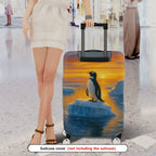 1-Piece Penguin Arctic Sunset Ice Ocean Landscape  Suitcase Luggage Cover, Stretch Protective Sleeve