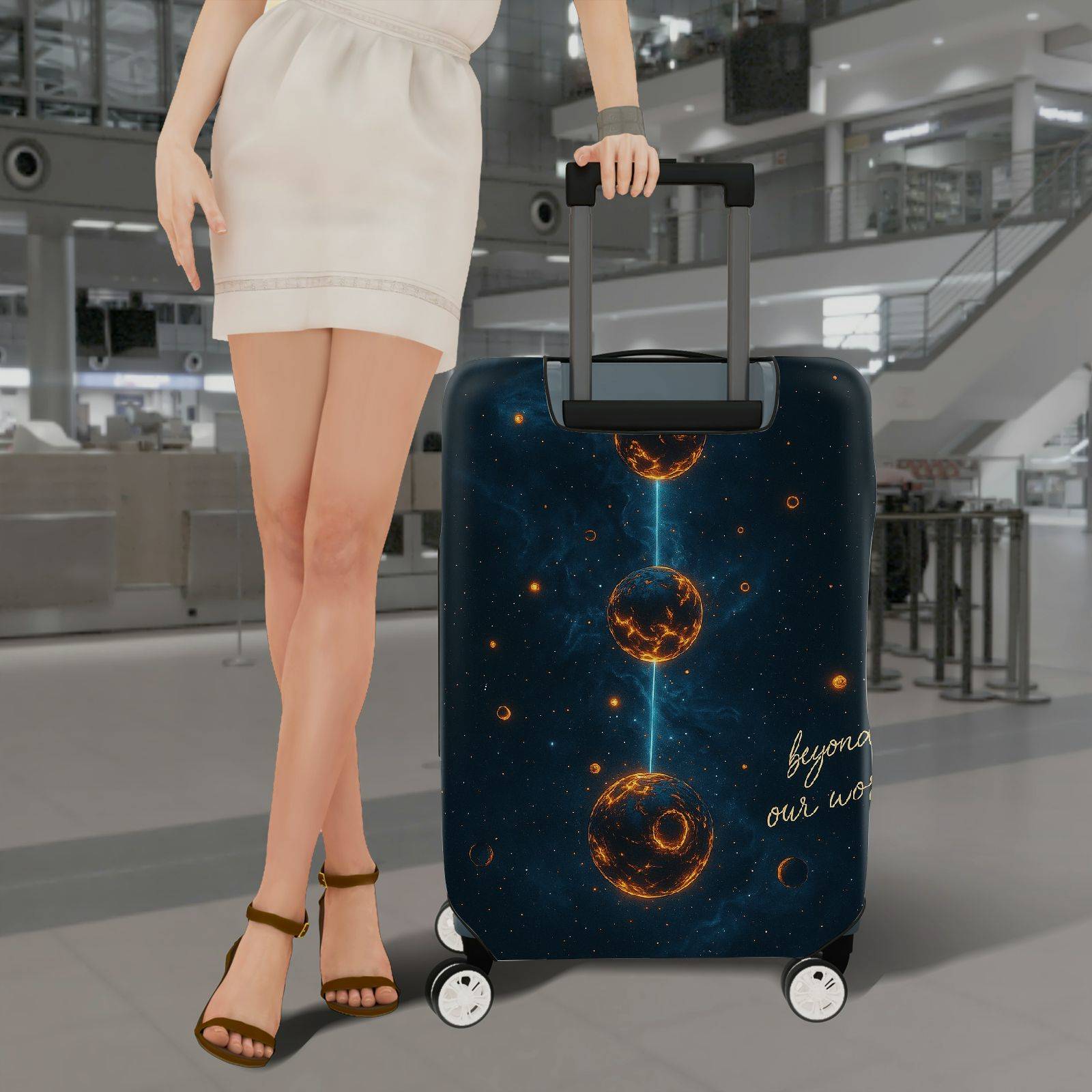1-Piece Cosmic Galaxy Space Planet Pattern  Suitcase Luggage Cover, Stretch Protective Sleeve