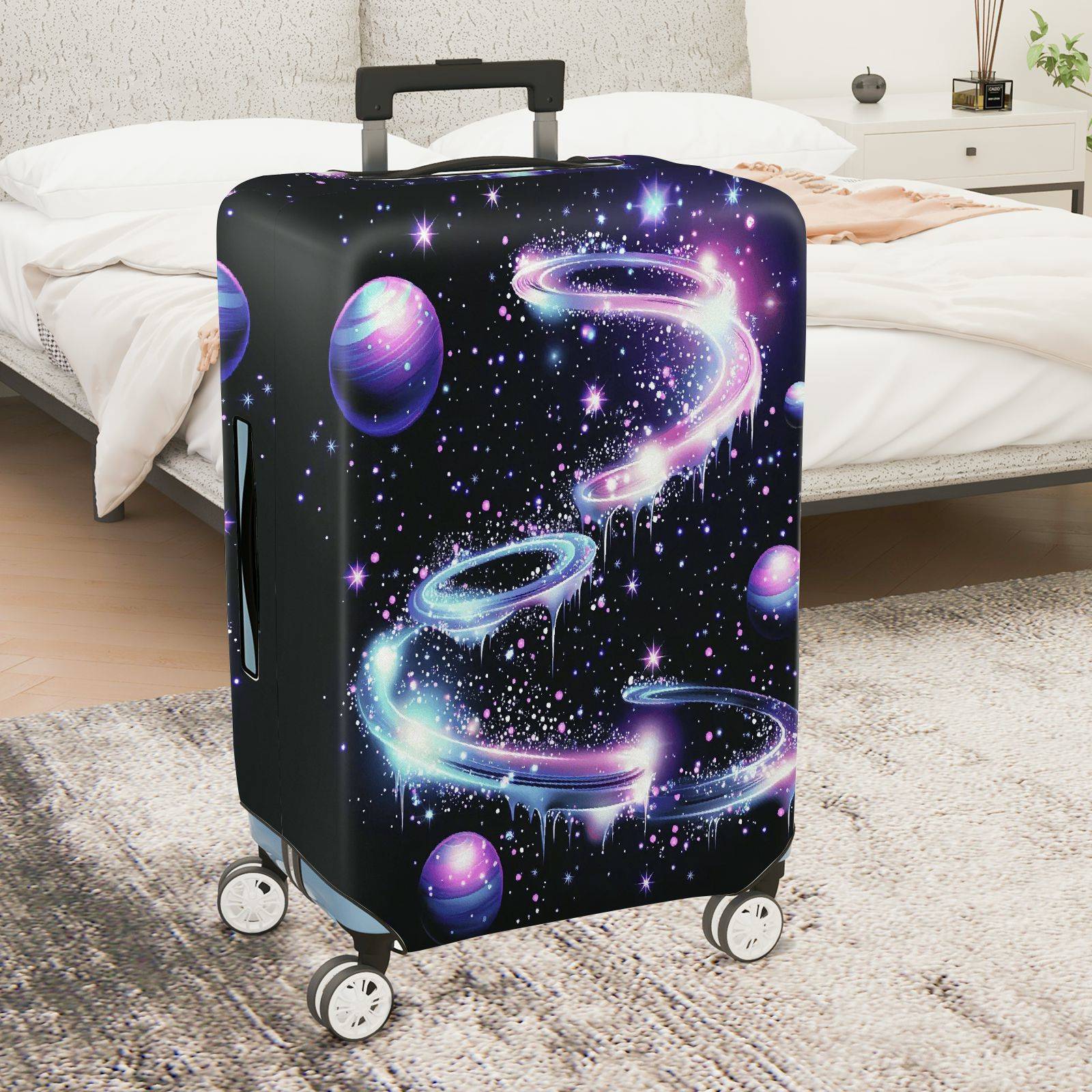 1-Piece Galaxy Starry Sky Planets Space Cosmic  Suitcase Luggage Cover, Stretch Protective Sleeve