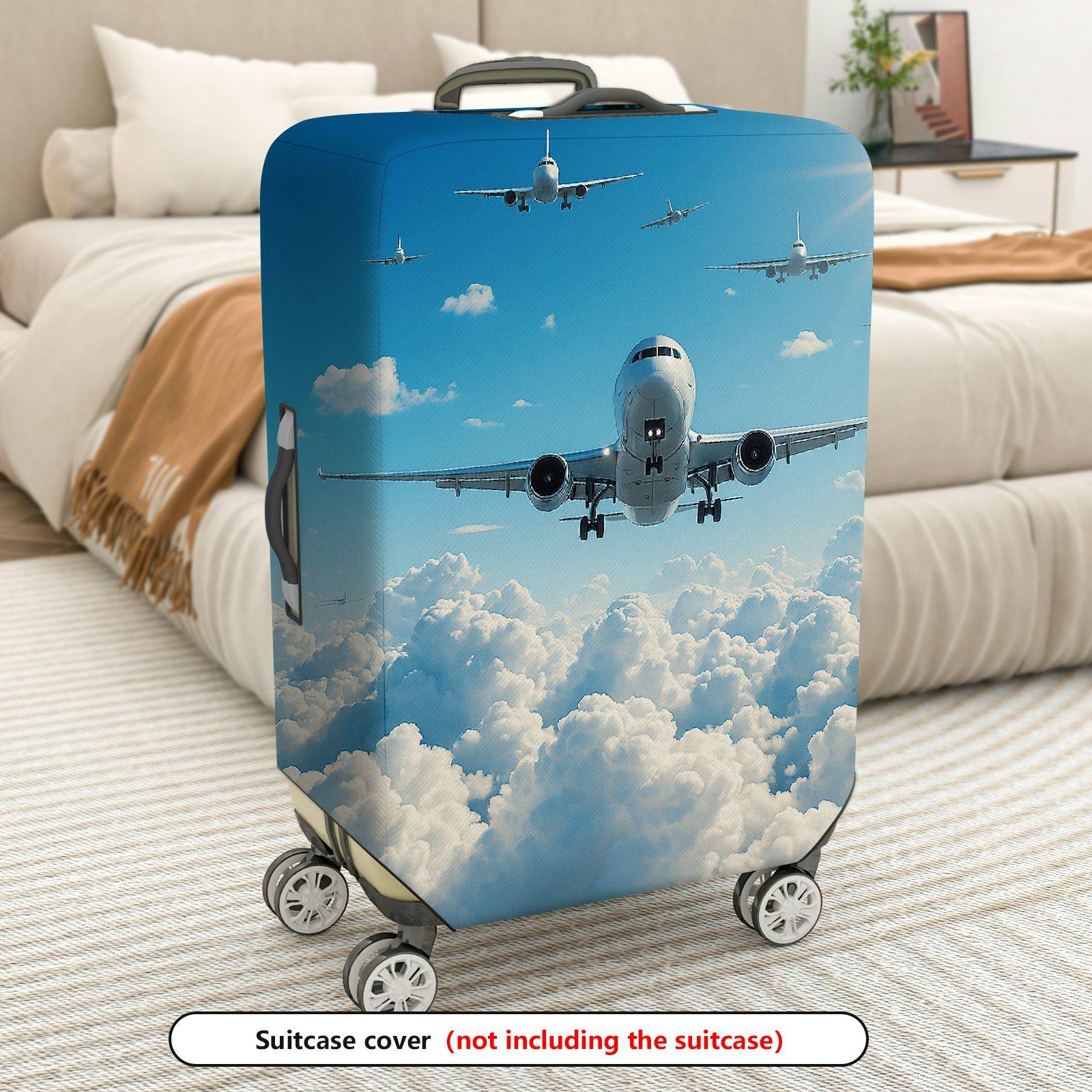 1-Piece Airplane Cloud Sky Travel Aviation  Suitcase Luggage Cover, Stretch Protective Sleeve
