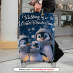 1-Piece Winter Wonderland Penguin Snowflake Blue Cute  Suitcase Luggage Cover, Stretch Protective Sleeve