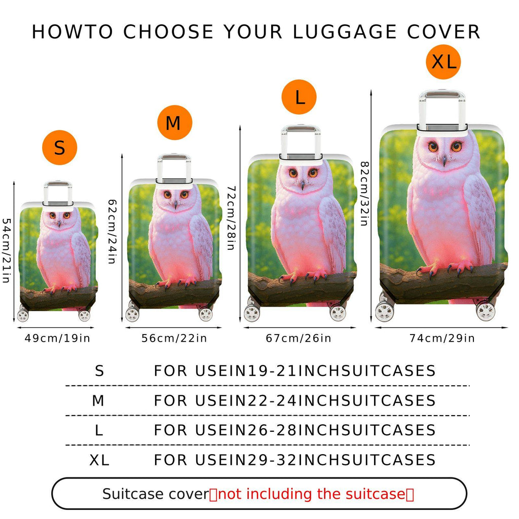 1-Piece Cute Owl Pink Forest Nature Animal  Suitcase Luggage Cover, Stretch Protective Sleeve