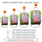 1-Piece Cute Owl Pink Forest Nature Animal  Suitcase Luggage Cover, Stretch Protective Sleeve