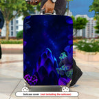 1-Piece Purple Floral Starry Night Artistic Fantasy  Suitcase Luggage Cover, Stretch Protective Sleeve