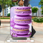 1-Piece Purple Macaron Floral Spring Vibrant Aesthetic  Suitcase Luggage Cover, Stretch Protective Sleeve