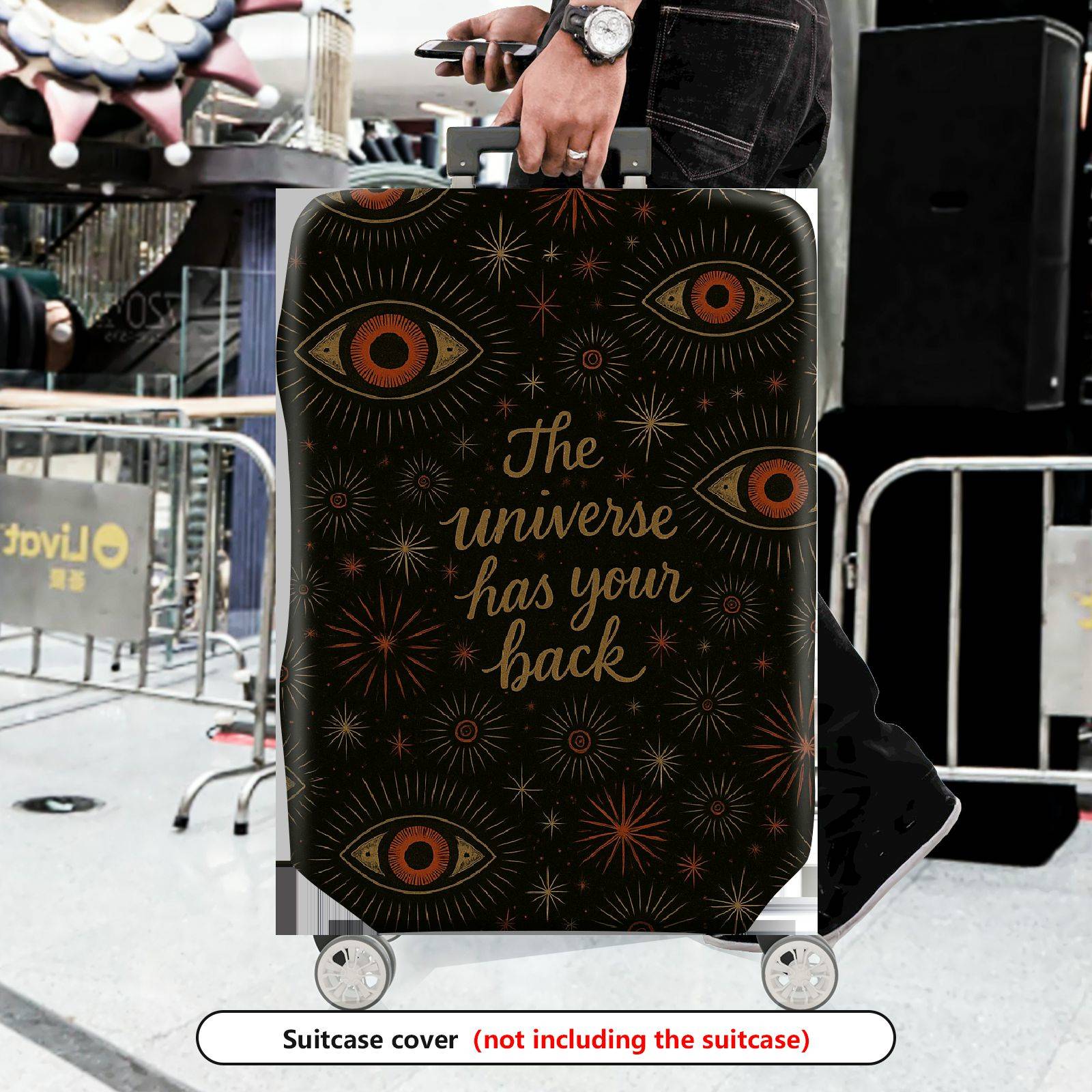 1-Piece Universe Eye Pattern Quote Star Cosmic Mystical  Suitcase Luggage Cover, Stretch Protective Sleeve