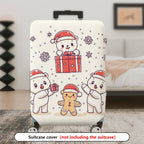 1-Piece Christmas Bear Gift Snowflakes Holiday  Suitcase Luggage Cover, Stretch Protective Sleeve