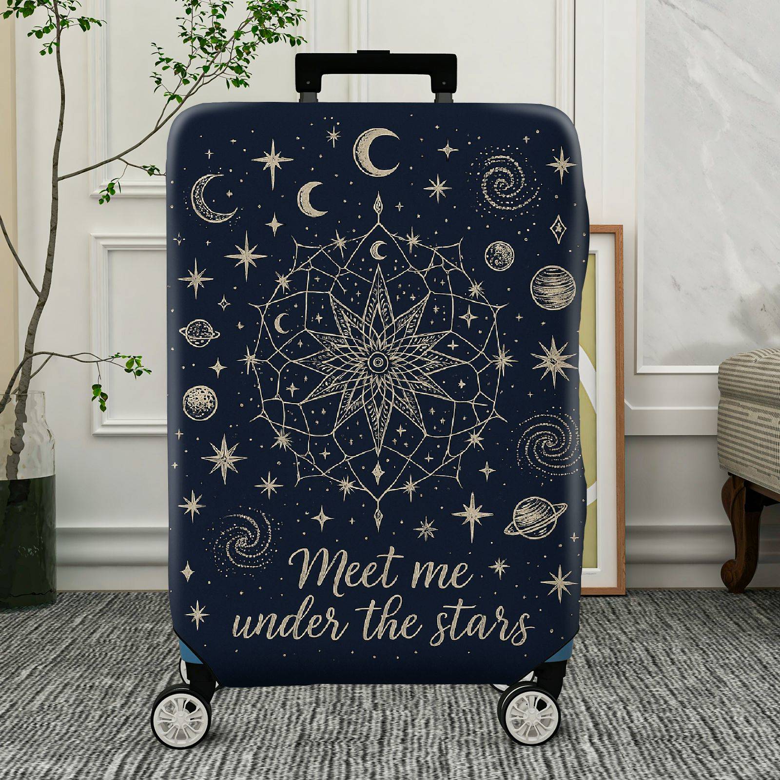 1-Piece Celestial Starry Night Moon Galaxy Cosmic  Suitcase Luggage Cover, Stretch Protective Sleeve