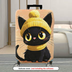 1-Piece Cute Cat Winter Hat Illustration  Suitcase Luggage Cover, Stretch Protective Sleeve