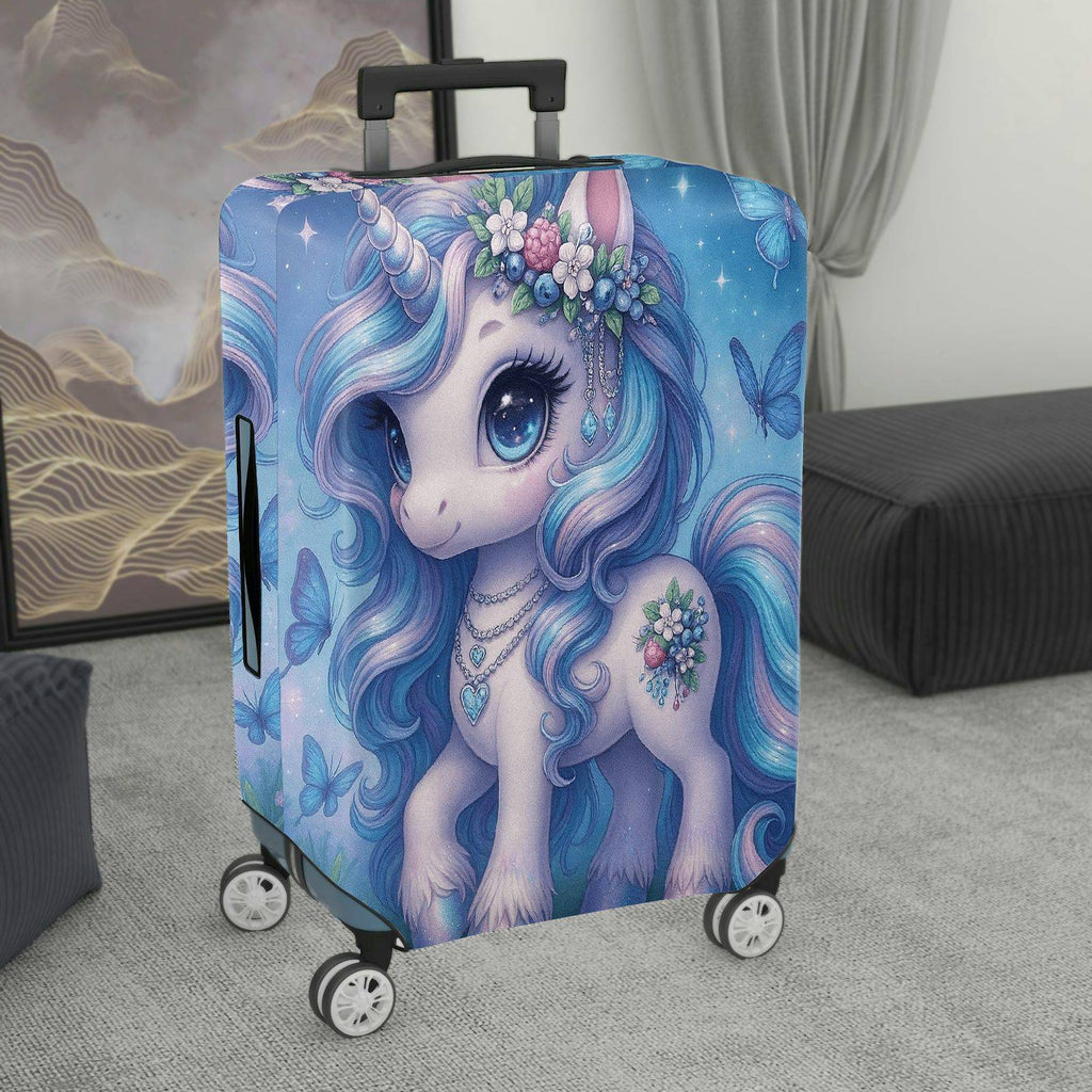 1-Piece Unicorn Painted Floral Butterfly  Suitcase Luggage Cover, Stretch Protective Sleeve