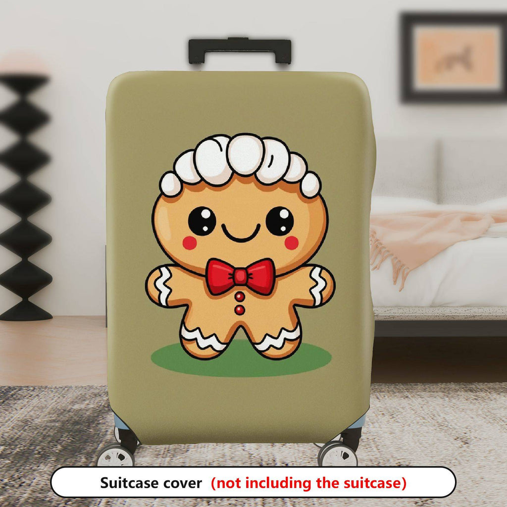 1-Piece Cute  Gingerbread Christmas Holiday Fun Festive  Suitcase Luggage Cover, Stretch Protective Sleeve
