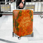 1-Piece Merry Christmas Poinsettia Orange Holiday Winter  Suitcase Luggage Cover, Stretch Protective Sleeve